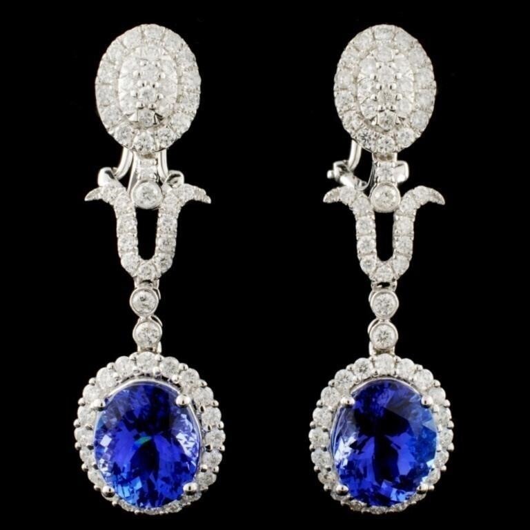 18K Gold 7.82ct Tanzanite & 2.01ctw Diamond Earrin