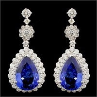 18K Gold 7.97ctw Tanzanite & 2.27ctw Diamond Earri