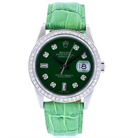 Rolex DateJust Diamond Green 36MM Watch