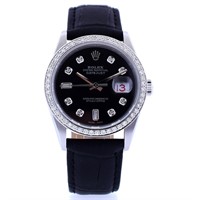 Rolex DateJust Diamond Black 36MM Wristwatc
