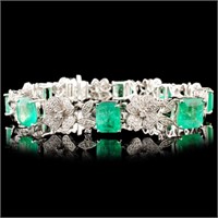18K Gold 11.92ct Emerald & 2.04ctw Diamond Bracele