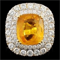 18K Gold 7.60ct Sapphire & 3.00ctw Diamond Ring