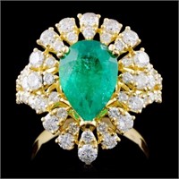 18K Y Gold 2.14ct Emerald & 1.68ct Diamond Ring