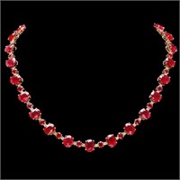 `14k Gold 54.00ct Ruby & 2.00ct Diamond Necklace