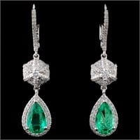 18K White Gold 1.51ct Emerald & 0.73ct Diamond Ear