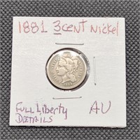 1881 3CENT NICKEL FULL LIBERTY AV