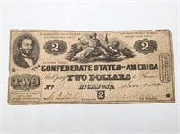 1862 $2 CONFEDERATE SLAYER NOTE