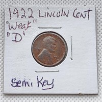 1922 WEAK D LINCOLN CENT SEMI KEY