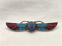 EGYPTIAN REVIVAL WINGED SCARAB PLIQUE-A-JOUR
