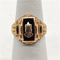 1947 10K GOLD CLASS RING 'S' ON ONYX