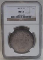 1882 SILVER MORGAN DOLLAR NGC MS64
