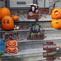 ($20) 6pcs Halloween Yard Signs Beware Signs Yard
