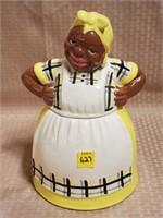 Black Americana Yellow Folkart Cookie Jar