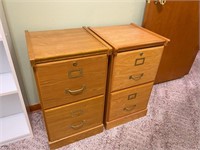 2pcs- 2 drawer oak file cabinets