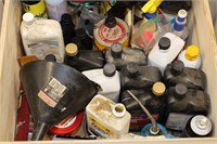 CONTENTS OF DRAWER - OIL, FUNNELS & MORE