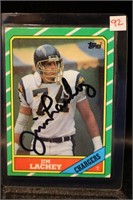 1986 JIM LACHEY AUTOGRAPHED NFL TOPPS CARD