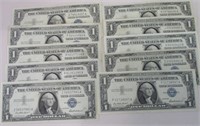 LOT OF 10 $1 1957 SILVER CERTIFICATES