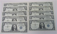 LOT OF 10 $1 1957 A SILVER CERTIFICATES