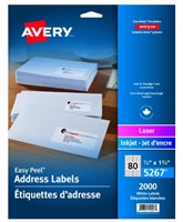 Avery  5267 Address Labels, ½" x 1¾"    20$