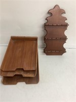 Wood Spoon Rack & 3 Piece Wood Rack