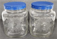 Pair of Monarch Finer Foods Jars w/ Lids