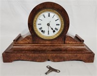 Antique Mantle Clock w/ Key & Pendulum