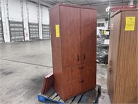 WOOD LOOK CABINET WITH LOCK, 2 DRAWERS & 3 SHELVES