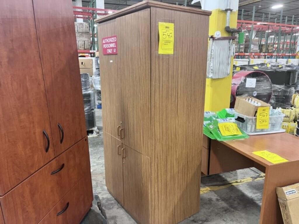 WOOD LOOK CABINET WITH LOCK & SHELVING - 73''H x 3