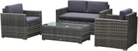 Outsunny 4 Piece Wicker Patio Furniture Set