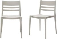 Set of 2  Grey Armless Slot-Back Dining Chair