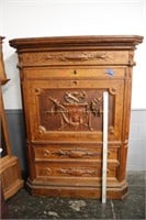 Really Old Antique Carved Wood Secretary w/Keys