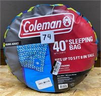 Coleman Youth Sleeping Bag, Fits 5ft/8in Tall, New
