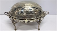Silver plate server with roll down lid, Zodiac