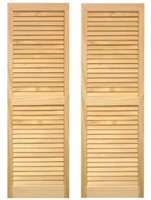 15x43 Louvered Exterior Shutters, Unfinished, Pair