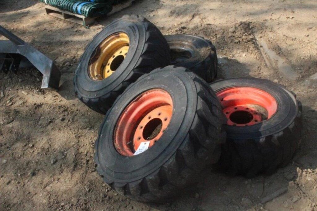 (4) Assorted Skid Steer Tires & Rims