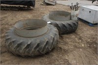 (2) Goodyear 18.4-38 Tires on Dual Rims w/ Clamps