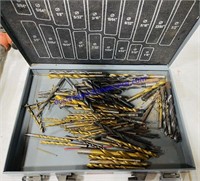 Lot of Mixed Drill Bits and Metal Case
