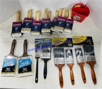 Lot of New Paintbrushes and Paint Cup