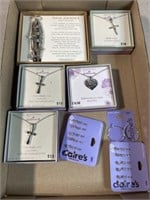 Hallmark cross necklaces, heart necklace and