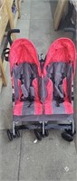 Double Stroller, Red & Grey *Used, needs spot