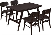 5-Piece Mid-Century Wood Dining Table and Chairs