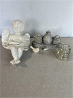 Bird and angel decorations, clear insulator