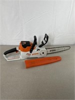 Stihl 12” electric chainsaw with battery. Turns