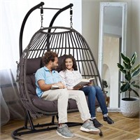 OTSUN Double Egg Swing Chair Balcony, Black