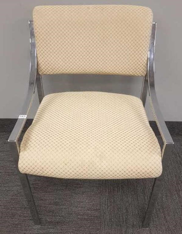 Mid century modern chrome & upholstered chair
