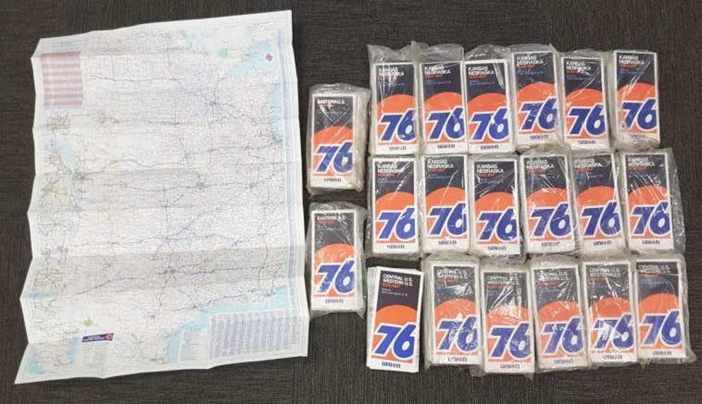 Large group vintage Union 76 road maps