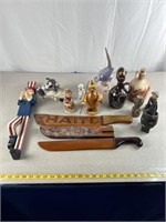 Porcelain figurines, jugs, wood decoration knives