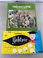 Vintage Yahtzee and MASH trivia game