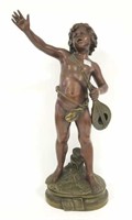 Antique French spelter figure "Prelude" 22"high