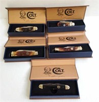 5 Colt collector knives with boxes